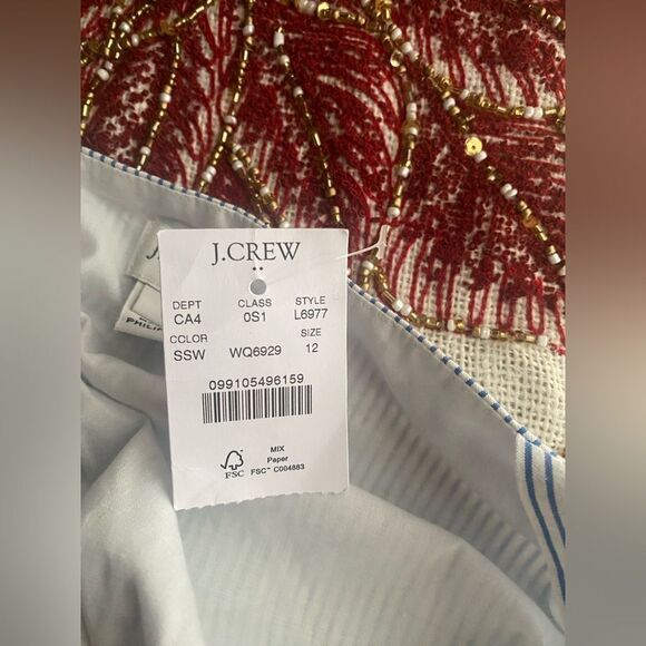 J Crew  Button Front Dress Sz 12  Seersucker Stripe White/Blue Sleeveless NWT - Picture 16 of 16